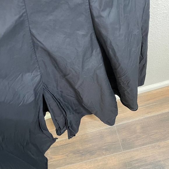 Khaite Size 8 Slip Midi Blair Tie Back Dress Black V Neck 100% Cotton Sleeveless - Picture 4 of 12